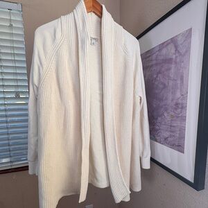 L.L. Bean Cream 100% cotton Open-Front Cardigan